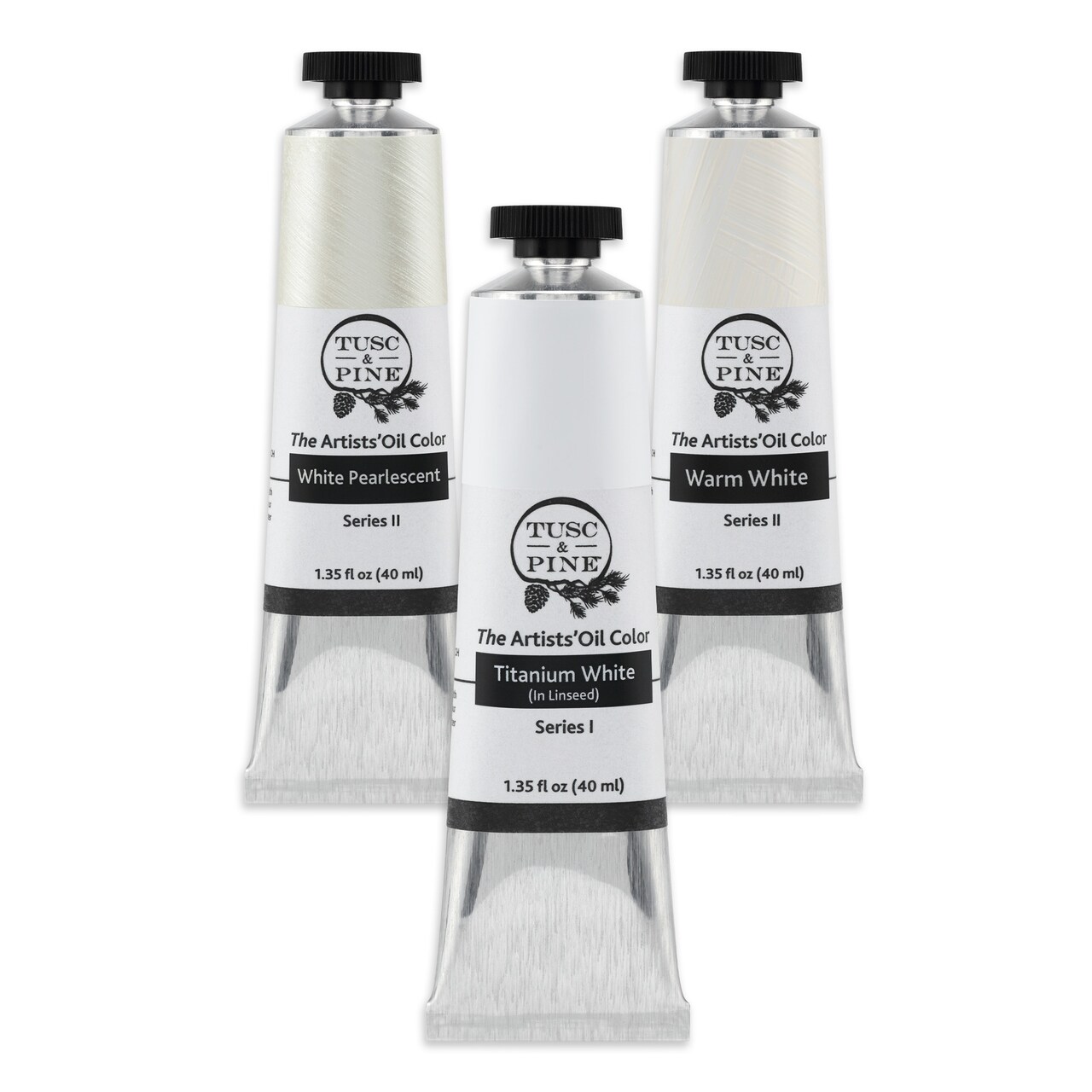 Tusc & Pine Artist Oil Paint - 40 ml Set of 3 - Assorted Multi Colors - Non-Yellowing, Rich & Creamy Consistency, Maximum Pigment Load, Small Batch Milled Oil Paints Developed for Professional Artists